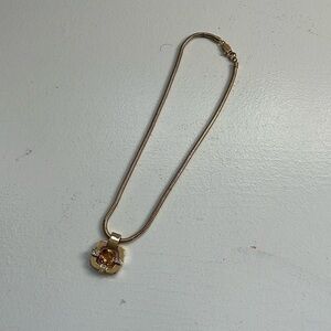 VTG St. John topaz charm gold necklace